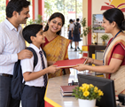 Family receiving school admission confirmation